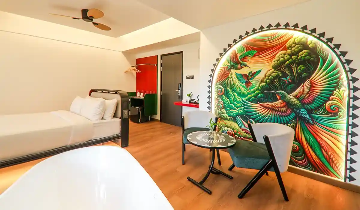 Romantic Bulbul Haven hotel room at Orchid Passaros resort in Goa