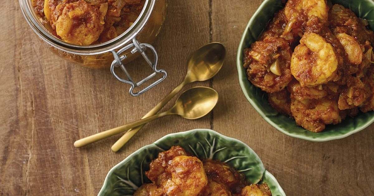 Spicy Goan prawn balchao dish at a luxury hotel in Goa for couples