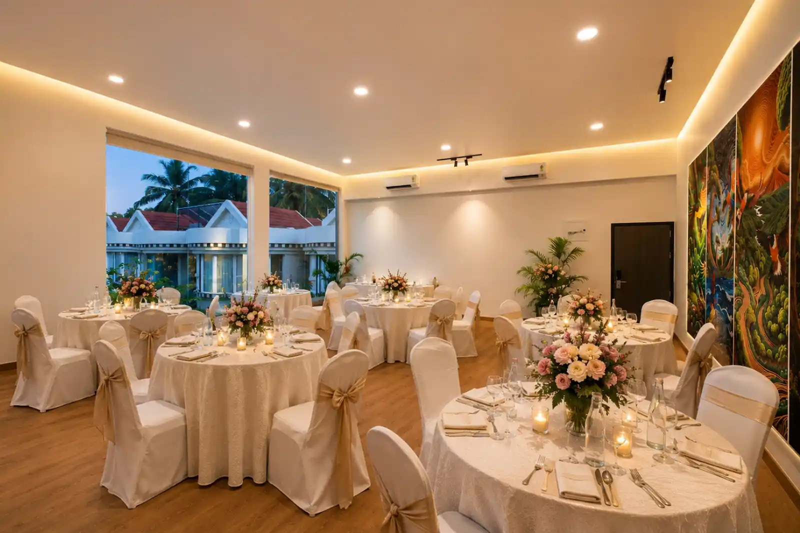 Banquet setup at Hornbill Hall, Orchid Resort Goa near Benaulim Beach