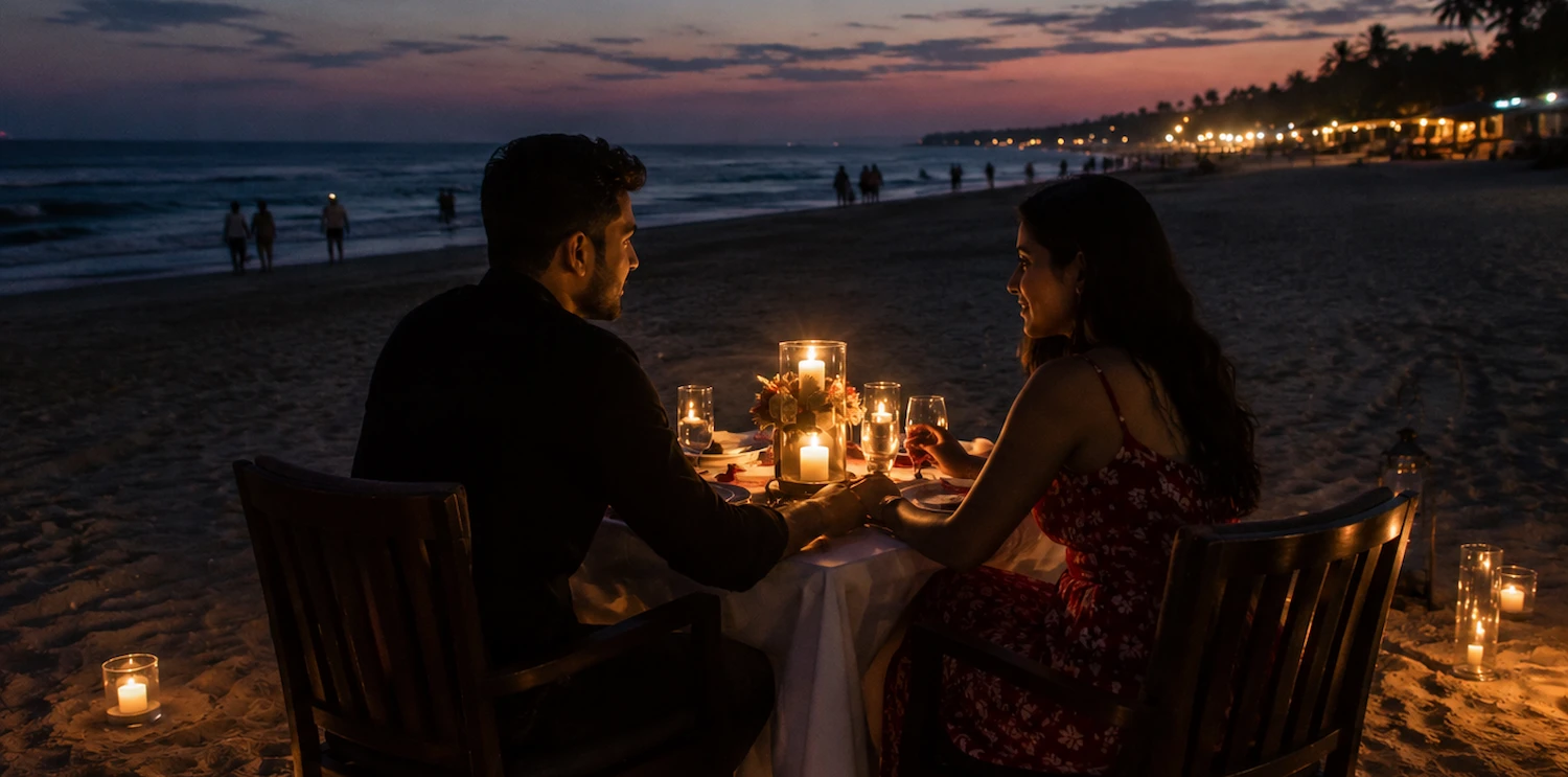Private candlelight beach dinner in South Goa