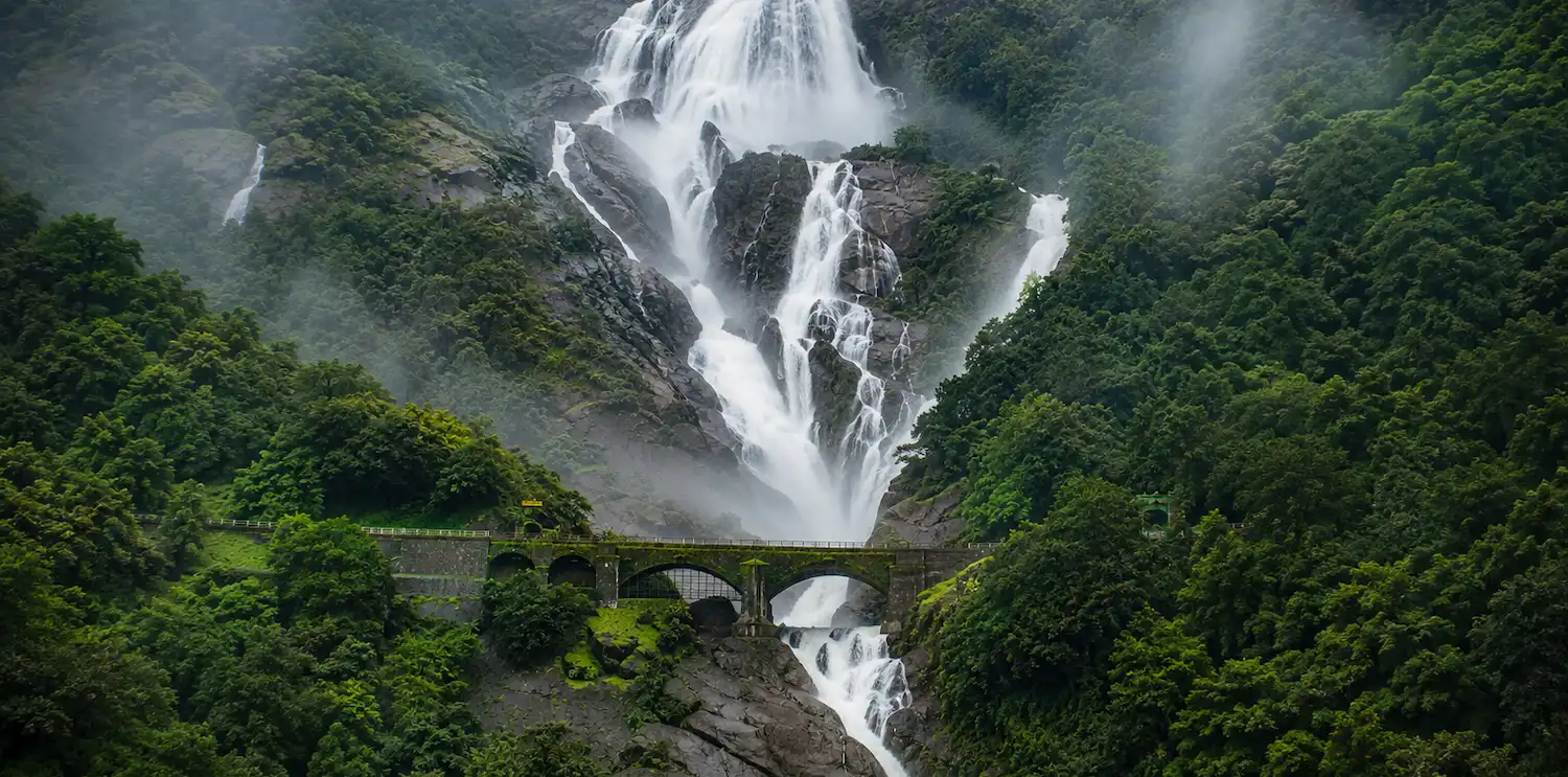 Dudhsagar Falls near South Goa in full flow