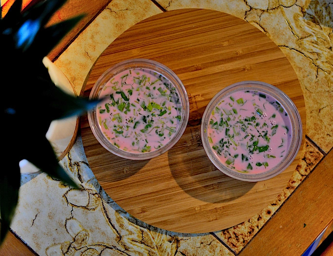 Refreshing sol kadhi drink served at a resort in Goa near the beach