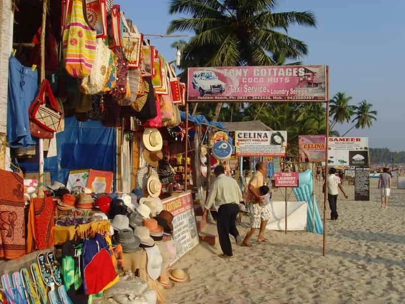 Local beach market shopping near resort in South Goa Benaulim area