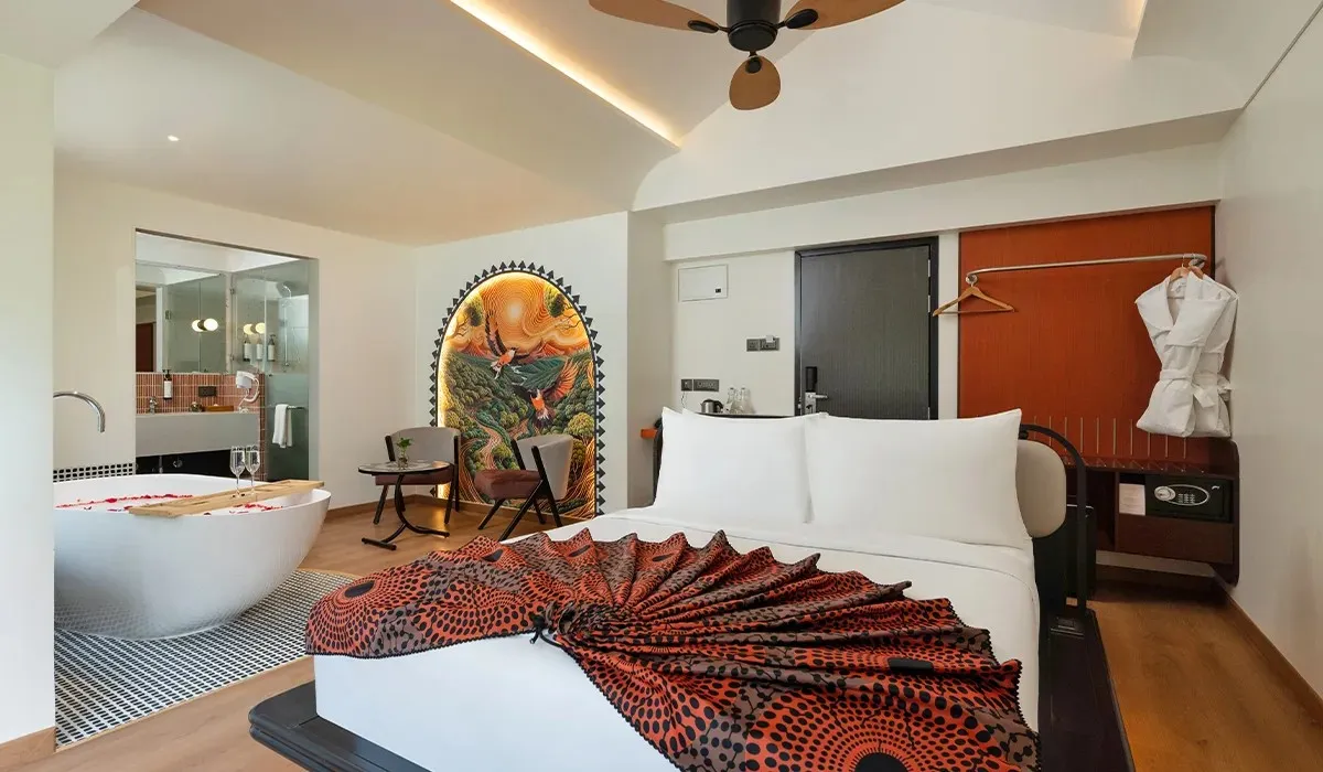 Elegant hotel room at Orchid Passaros resort in Goa near Benaulim Beach